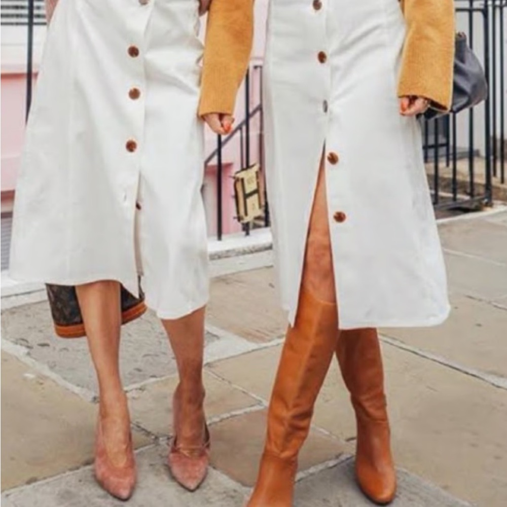 LK Bennett White Button-Front Midi Skirt